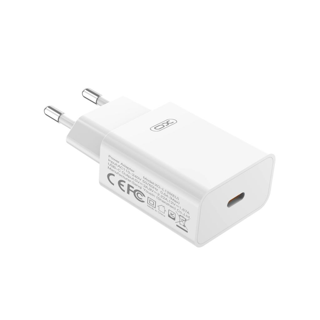 Punjač mreže XO Design L126, 20W, 3A, 1 x USB-C, Beli