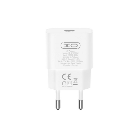 Punjač mreže XO Design L167, 25W, 3A, 1 x USB-C, Bela