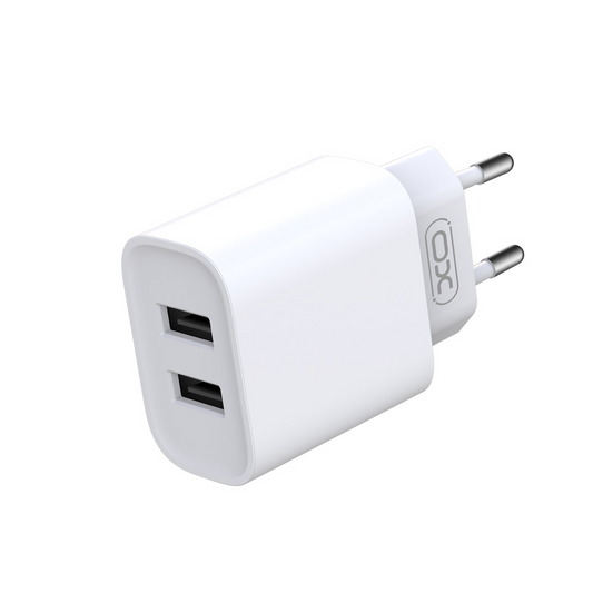 Punjač mreže XO Design CE02C, 10.5W, 2.1A, 2 x USB-A, Beli