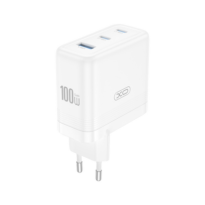 Punjač mreže XO Design CE35, 100W, 5A, 1 x USB-A - 2 x USB-C, Beli