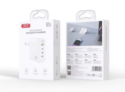 Punjač za mrežu XO Design CE39, 67W, 3A, 1 x USB-A - 3 x USB-C, Bela