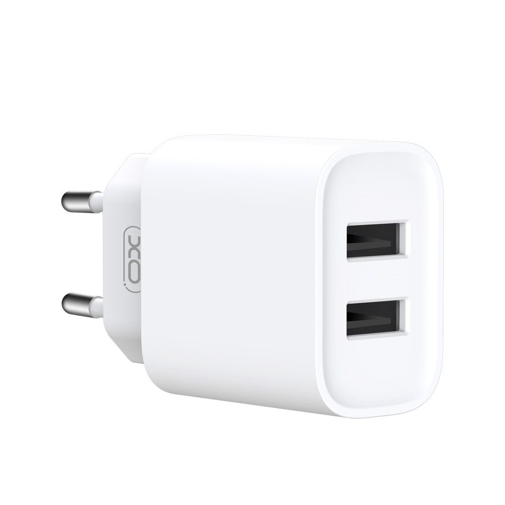 Punjač mreže XO Design CE02C, 10.5W, 2.1A, 2 x USB-A, Beli
