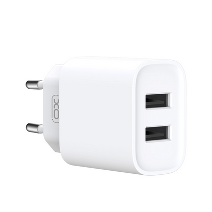 Punjač mreže XO Design CE02C, 10.5W, 2.1A, 2 x USB-A, Beli