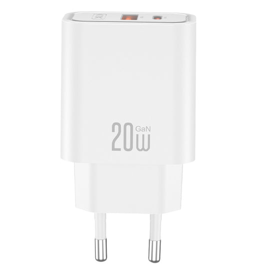 Punjač za mrežu XO Design CE40, 20W, 3A, 1 x USB-A - 1 x USB-C, Bela