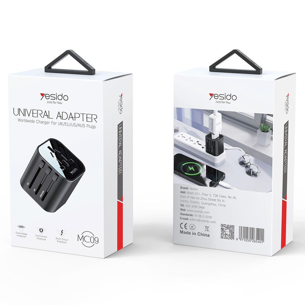 Adaptor Mreža Yesido MC09 Travel, Crni