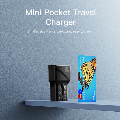 Network Charger Yesido MC17 Travel, 20W, 3A, 1 x USB-A - 1 x USB-C, Black 