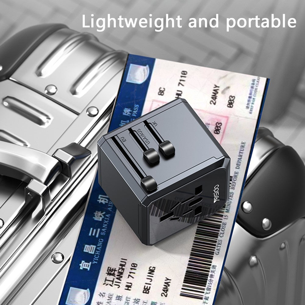 Punjač mreže Yesido MC24 Travel, 20W, 3A, 3 x USB-A - 1 x USB-C, Crni