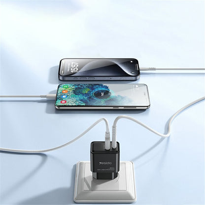 Punjač mreže Yesido YC64, 30W, 3A, 1 x USB-A - 1 x USB-C, Crni