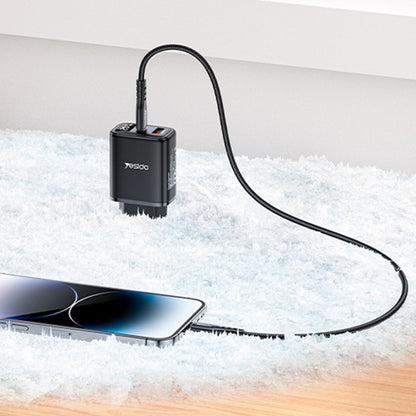 Punjač mreže Yesido YC68, 20W displej, 3A, 1 x USB-A - 1 x USB-C, crni