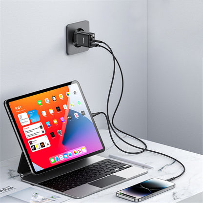 Punjač mreže Yesido YC68, 20W displej, 3A, 1 x USB-A - 1 x USB-C, crni