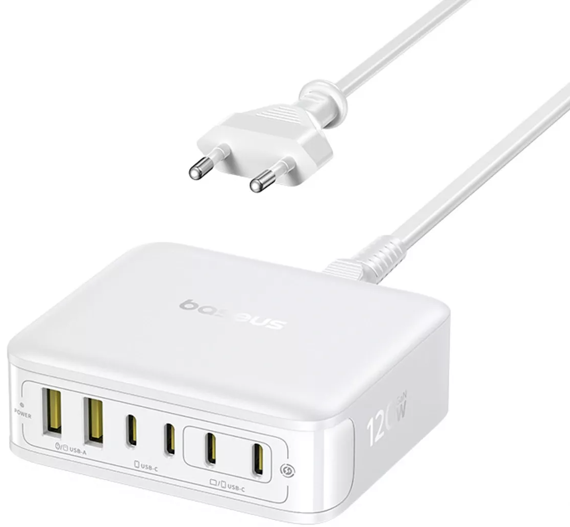 Punjač Stanica Baseus EnerFill FH21, 120W, 2 x USB-A - 4 x USB-C, Bela E0120T01