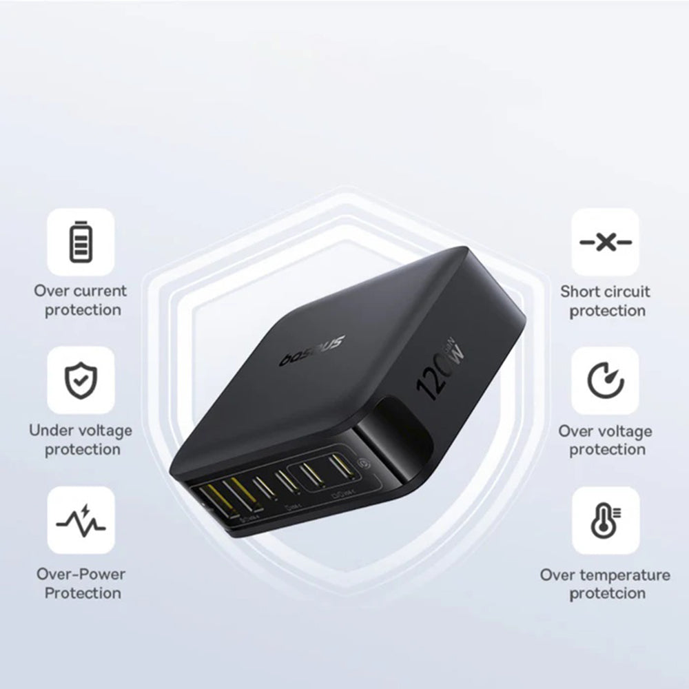Punjač Stanica Baseus EnerFill FH21, 120W, 3.25A, 2 x USB-A - 4 x USB-C, Crna E0120T00