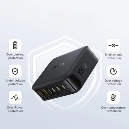 Punjač Stanica Baseus EnerFill FH21, 120W, 3.25A, 2 x USB-A - 4 x USB-C, Crna E0120T00