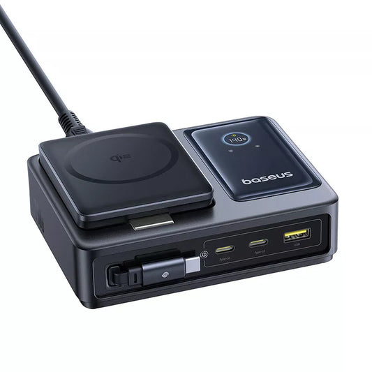Punjač Stanica Baseus Nomos QI 5in1, 140W, 5A, 1 x USB-A - 2 x USB-C, Crna P10178800123-00