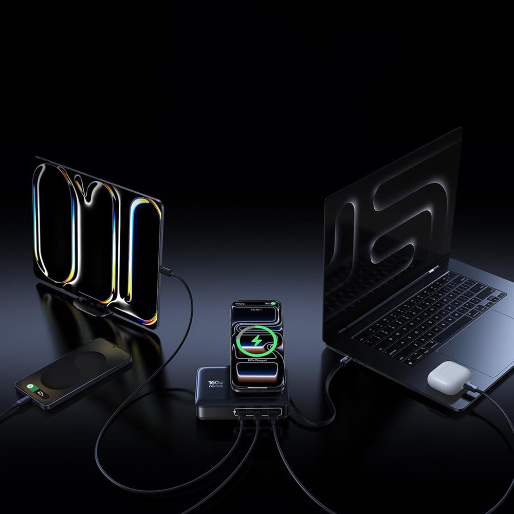 Punjač Stanica Baseus Nomos NH21 QI 5u1, 160W, 5A, 1 x USB-A - 2 x USB-C, Crna E0121700