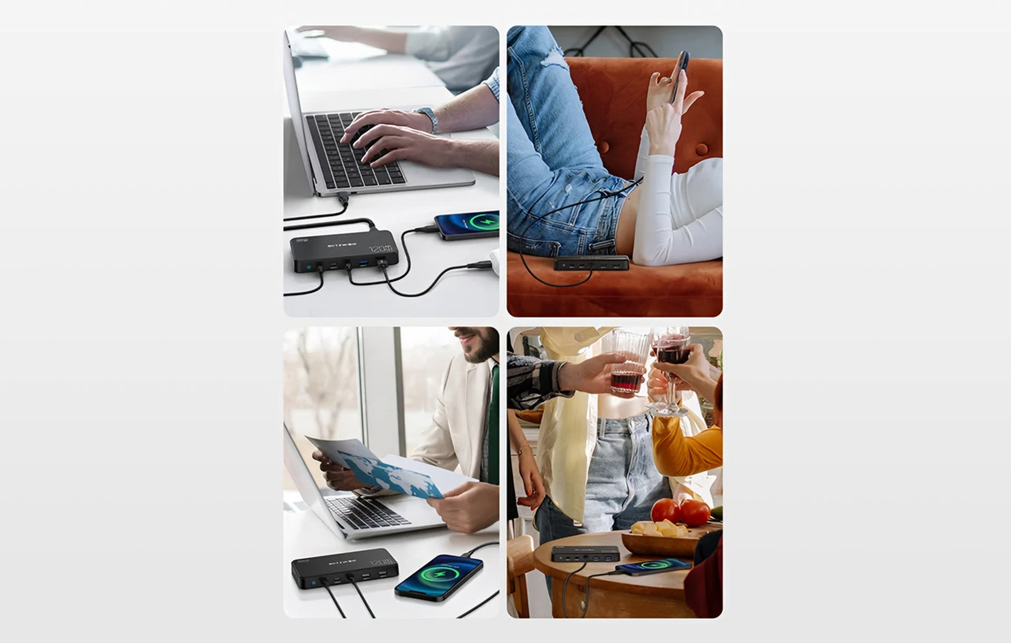 Punjač Stanica BlitzWolf BW-i100, 120W, 5A, 2 x USB-A - 3 x USB-C, Crna