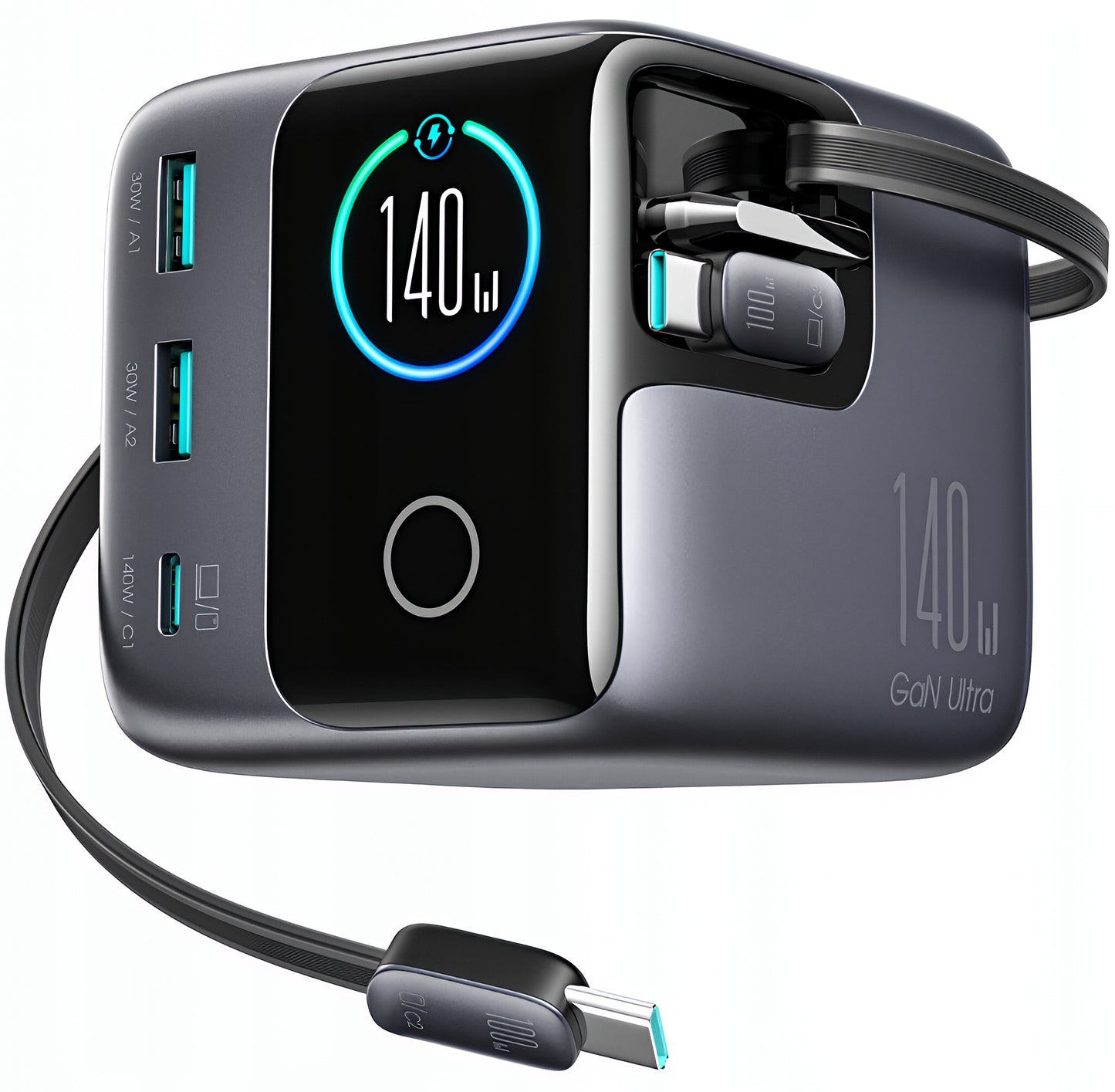 Punjač Stanica sa USB-C Kabelom Joyroom Podix JR-TRD01, 140W, 1 x USB-C - 2 x USB-A, Siva