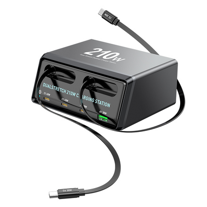 Punjač stanica sa USB-C kablom OEM WLX-60E, 210W, 3A, 1 x USB-A - 3 x USB-C, Siva