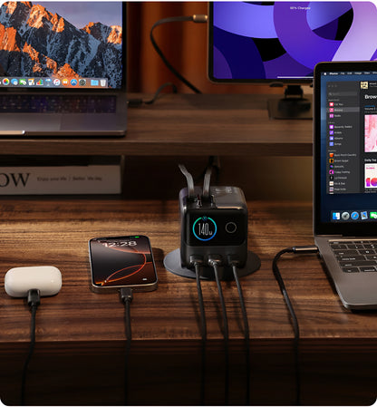 Punjač Stanica sa USB-C Kabelom Joyroom Podix JR-TRD01, 140W, 1 x USB-C - 2 x USB-A, Siva