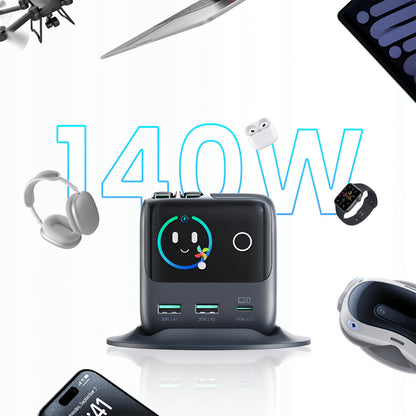 Punjač Stanica sa USB-C Kabelom Joyroom Podix JR-TRD01, 140W, 1 x USB-C - 2 x USB-A, Siva