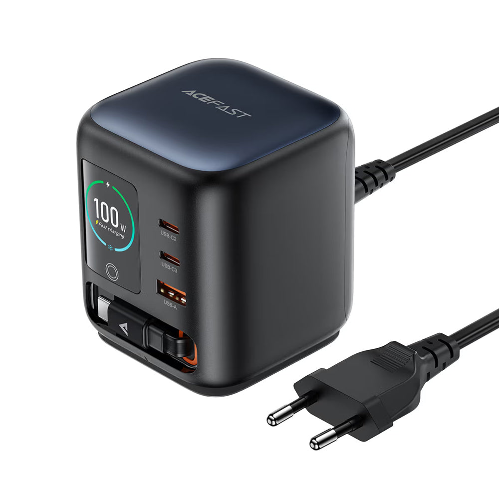 Punjač Stanica Sa USB-C Kablićem Acefast Z10, 100W, 1 x USB-A - 2 x USB-C, Crna