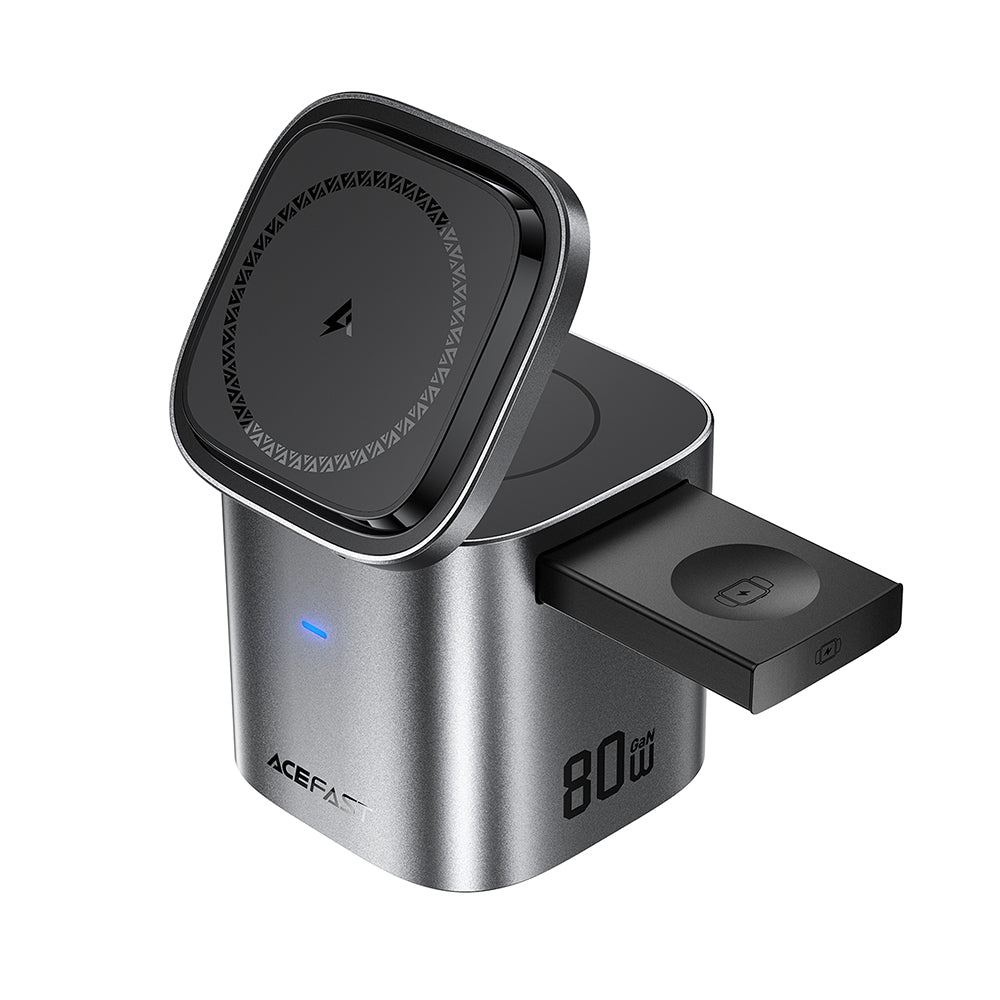 Punjač Stanica Sa USB-C Kabelom Acefast Z9 QI 6in1, 80W, 1 x USB-C - 1 x USB-A, Crna
