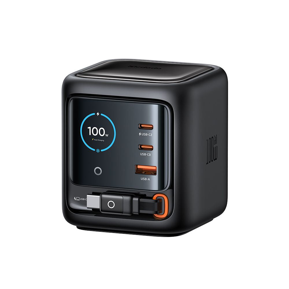 Punjač Stanica Sa USB-C Kablićem Mcdodo FreeGo CH-1391 Display, 100W, 5A, 1 x USB-A - 2 x USB-C, Crna