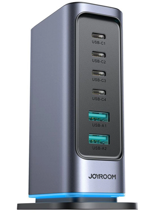 Punjač Stanica Joyroom JR-TCM02 UK, 65W, 3.25A, 2 x USB-A - 4 x USB-C, Siva