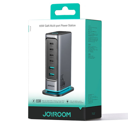 Punjač Stanica Joyroom JR-TCM02, 65W, 3.25A, 2 x USB-A - 4 x USB-C, Sivi
