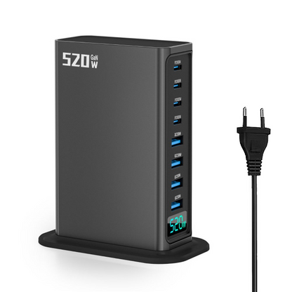 Punjač Stanica OEM, 520W, 5A, 4 x USB-A - 4 x USB-C, Siva