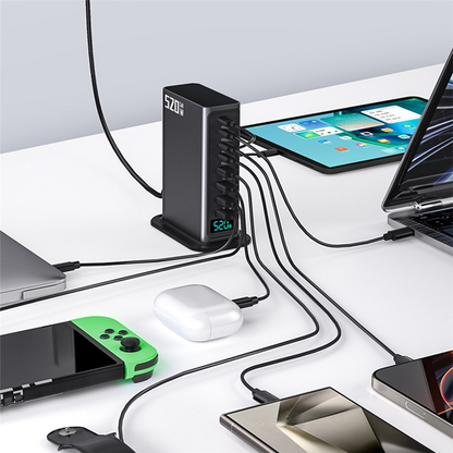 Punjač Stanica OEM, 520W, 5A, 4 x USB-A - 4 x USB-C, Siva
