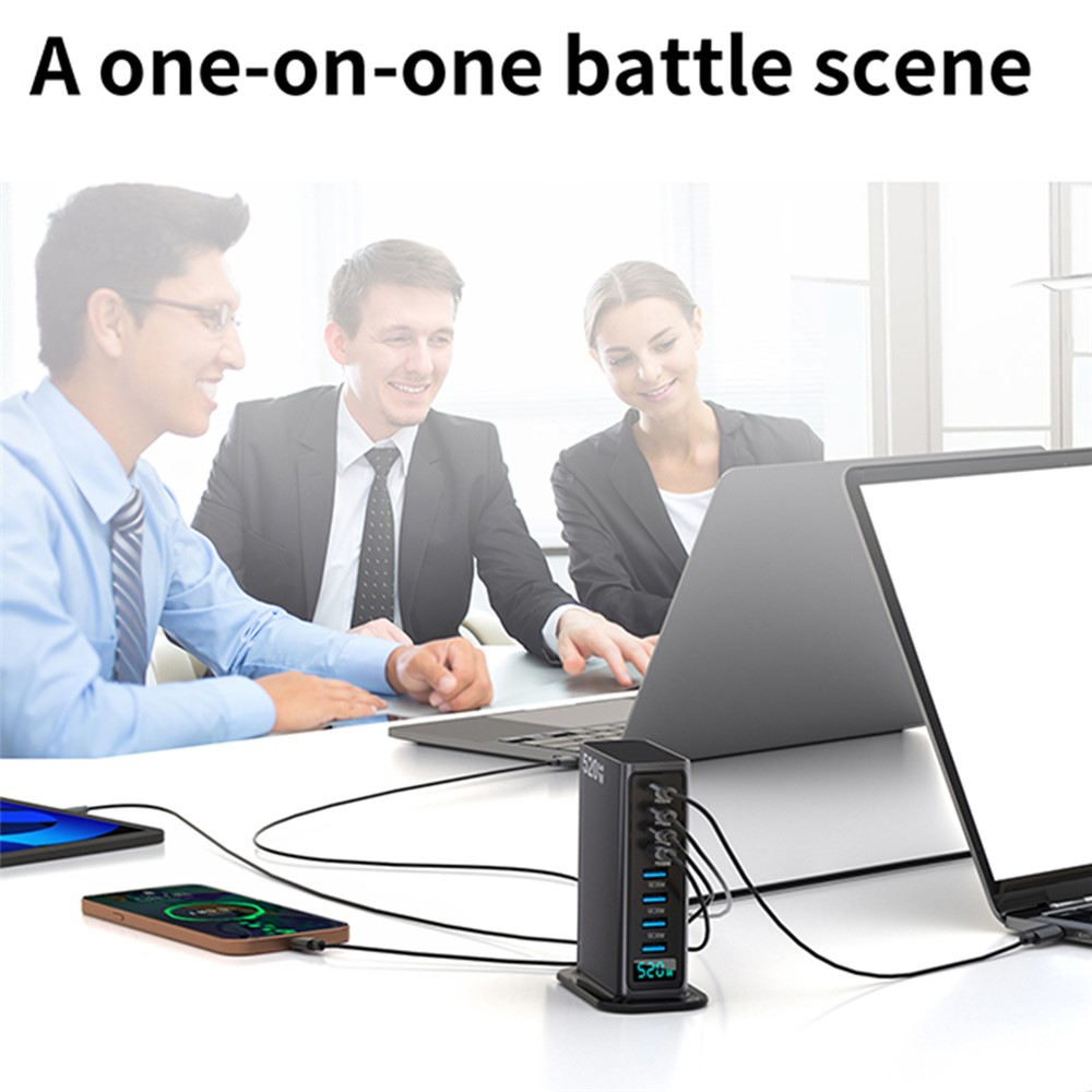 Punjač Stanica OEM, 520W, 5A, 4 x USB-A - 4 x USB-C, Siva