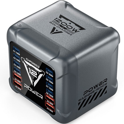 Punjač Stanica OEM BK-127D, 280W, 5A, 4 x USB-A - 8 x USB-C, Siva