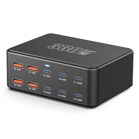 Punjač Stanica OEM HW66, 330W, 5A, 4 x USB-A - 6 x USB-C, Crna