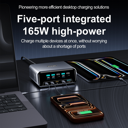 Punjač Stanica OEM WLX-60G, 140W, 5A, 1 x USB-A - 4 x USB-C, Siva