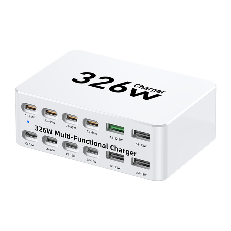 Punjač Stanica OEM WLX-818E, 326W, 3.25A, 4 x USB-A - 8 x USB-C, Bela