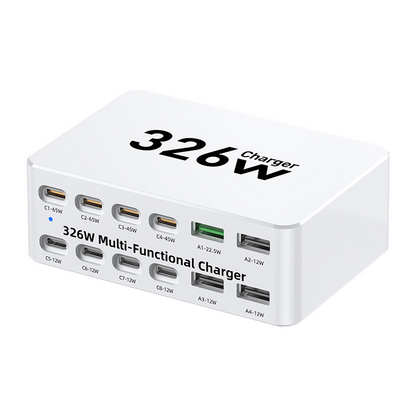 Punjač Stanica OEM WLX-818E, 326W, 3.25A, 4 x USB-A - 8 x USB-C, Bela