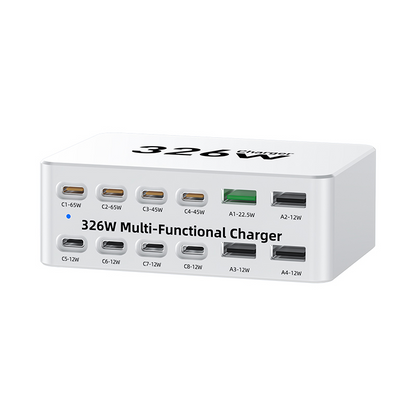 Punjač Stanica OEM WLX-818E, 326W, 3.25A, 4 x USB-A - 8 x USB-C, Bela