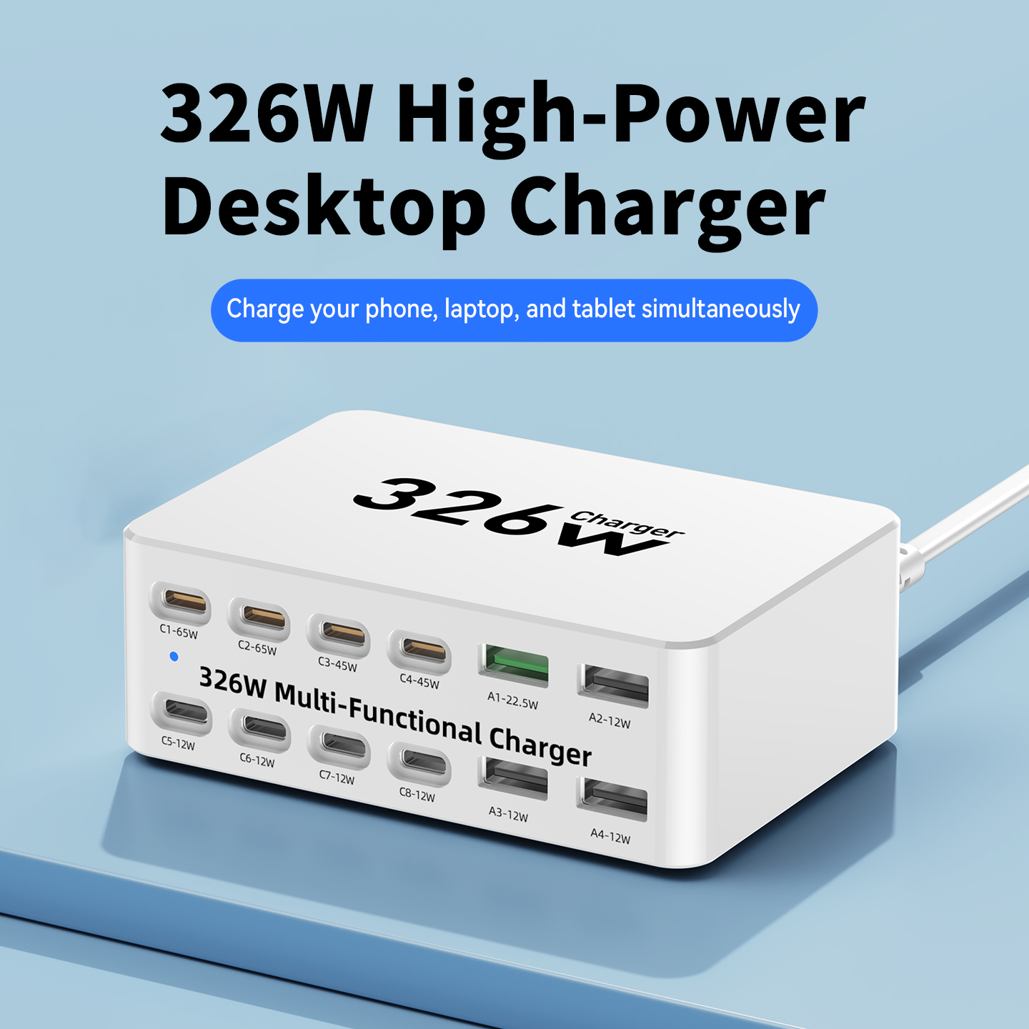 Punjač Stanica OEM WLX-818E, 326W, 3.25A, 4 x USB-A - 8 x USB-C, Bela