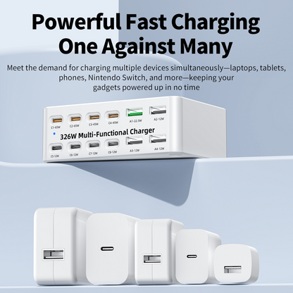 Punjač Stanica OEM WLX-818E, 326W, 3.25A, 4 x USB-A - 8 x USB-C, Bela