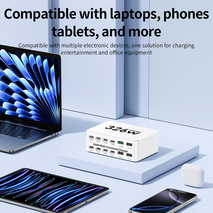 Punjač Stanica OEM WLX-818E, 326W, 3.25A, 4 x USB-A - 8 x USB-C, Bela