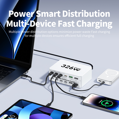 Punjač Stanica OEM WLX-818E, 326W, 3.25A, 4 x USB-A - 8 x USB-C, Bela