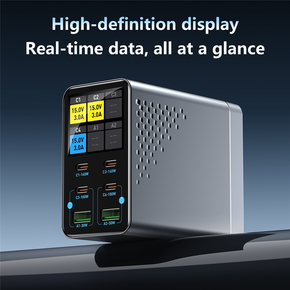 Punjač Stanica OEM WLX-G3, 140W, 5A, 2 x USB-A - 4 x USB-C, Siva