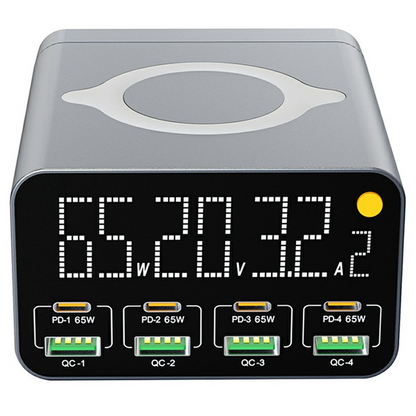Punjač Stanica OEM WLX-M3 QI, 80W, 4 x USB-A - 4 x USB-C, Siva