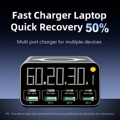 Punjač Stanica OEM WLX-M3 QI, 80W, 4 x USB-A - 4 x USB-C, Siva
