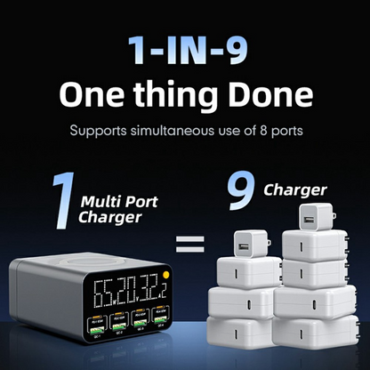 Punjač Stanica OEM WLX-M3 QI, 80W, 4 x USB-A - 4 x USB-C, Siva