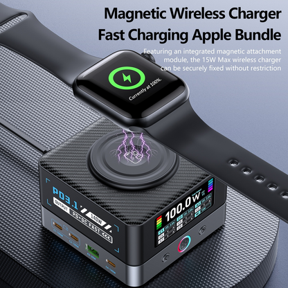 Punjač Stanica OEM WLX-R8A QI, 140W, 5A, 2 x USB-A - 6 x USB-C, Siva