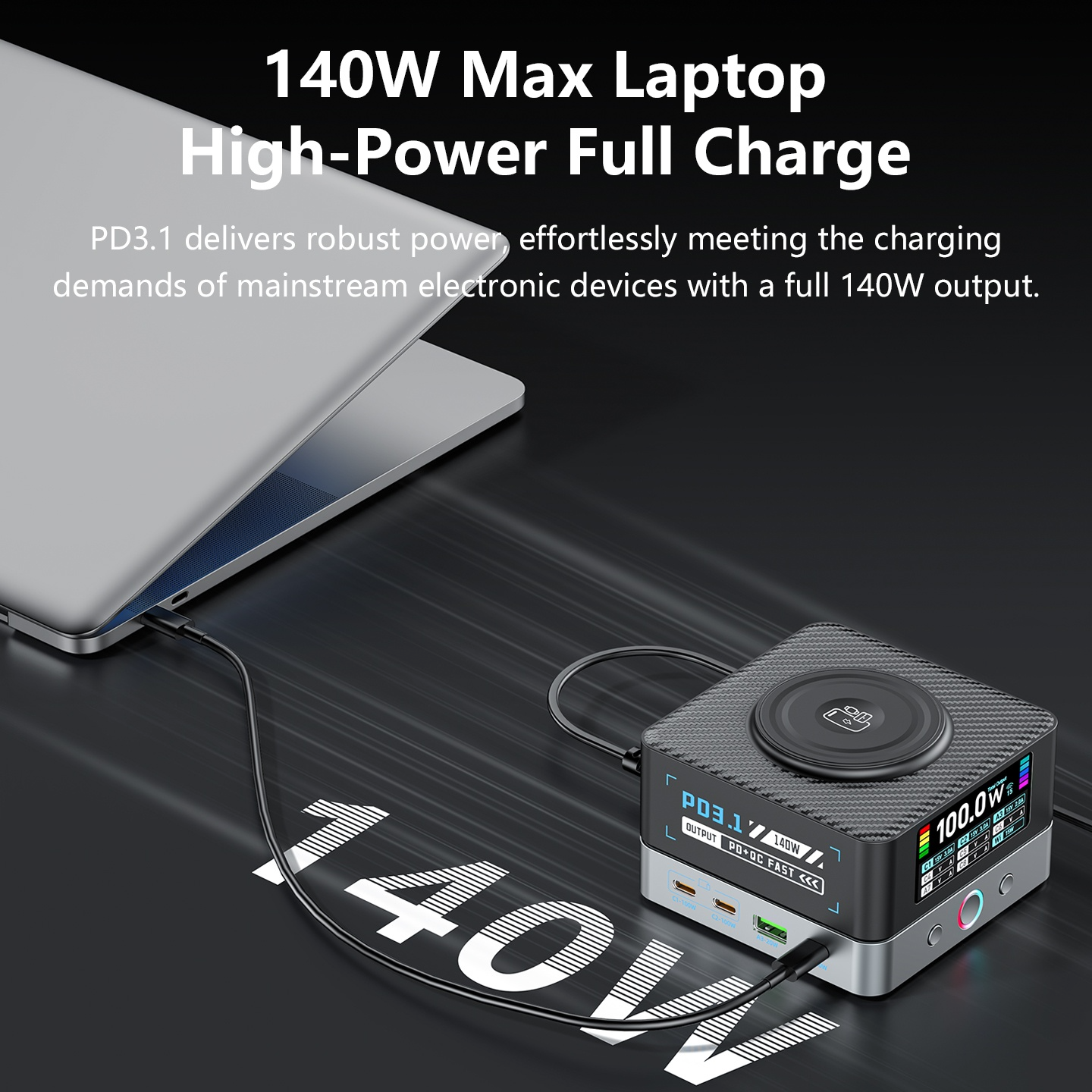Punjač Stanica OEM WLX-R8A QI, 140W, 5A, 2 x USB-A - 6 x USB-C, Siva