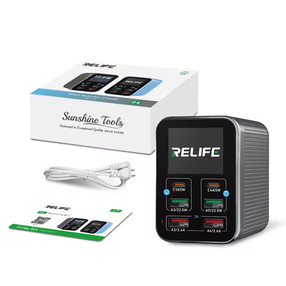 Punjač Stanica Relife Q4, 72W, 5A, 2 x USB-C - 4 x USB-A, Sivi