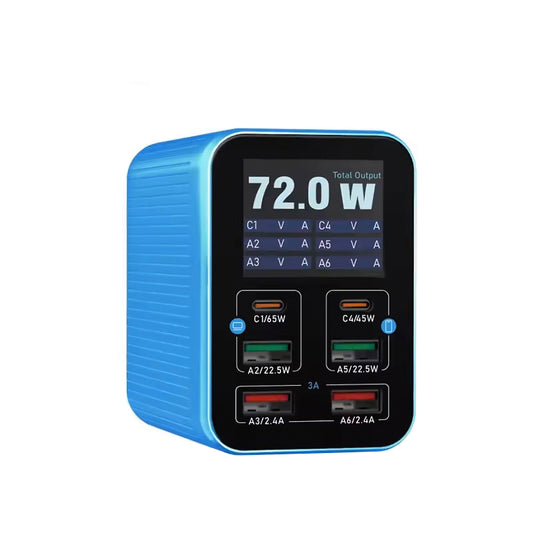 Punjač Stanica Relife Q4, 72W, 5A, 2 x USB-C - 4 x USB-A, Plavi